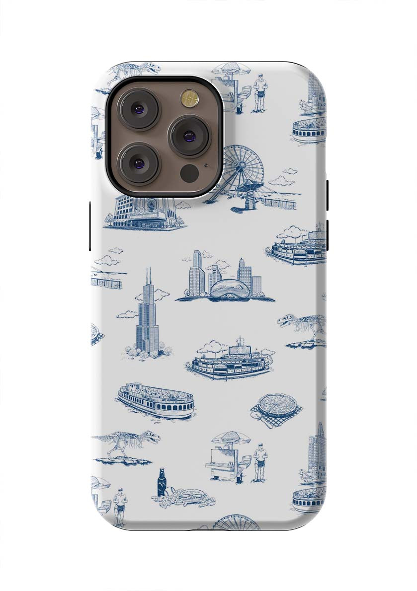 Chicago Toile iPhone Case Phone Case Tough / iPhone 14 Pro Max / Navy Katie Kime