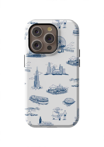 Chicago Toile iPhone Case Phone Case Tough / iPhone 14 Pro / Navy Katie Kime