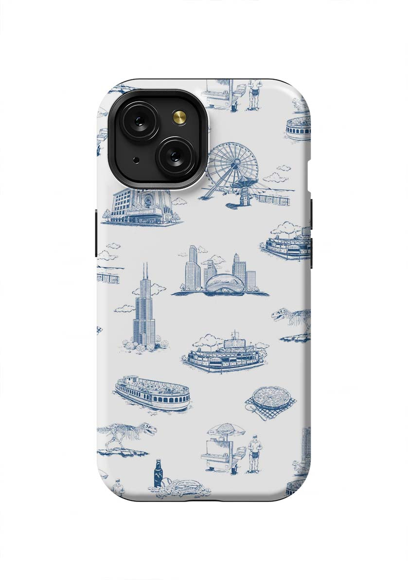 Chicago Toile iPhone Case Phone Case Tough / iPhone 15 / Navy Katie Kime