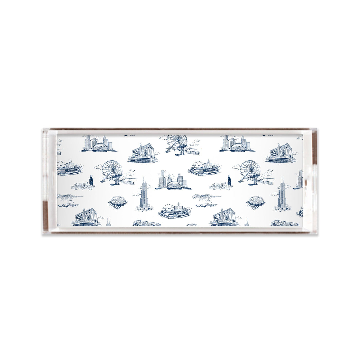 Chicago Toile Lucite Tray Lucite Trays Navy / 11x4 Katie Kime
