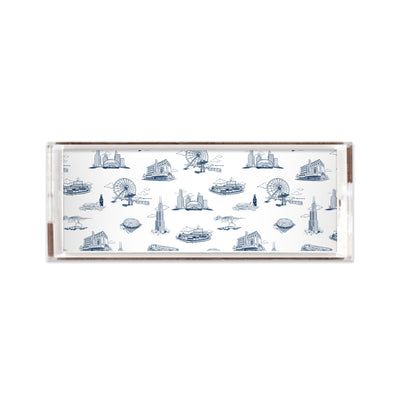 Chicago Toile Lucite Tray Lucite Trays Navy / 11x4 Katie Kime
