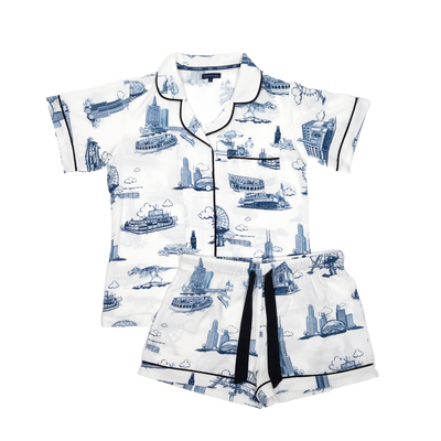 Chicago Toile Pajama Shorts Set Pajama Set Katie Kime