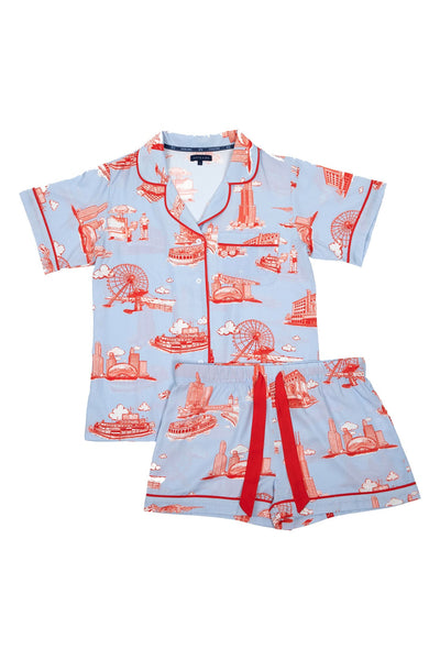 Chicago Toile Pajama Shorts Set Pajama Set Katie Kime