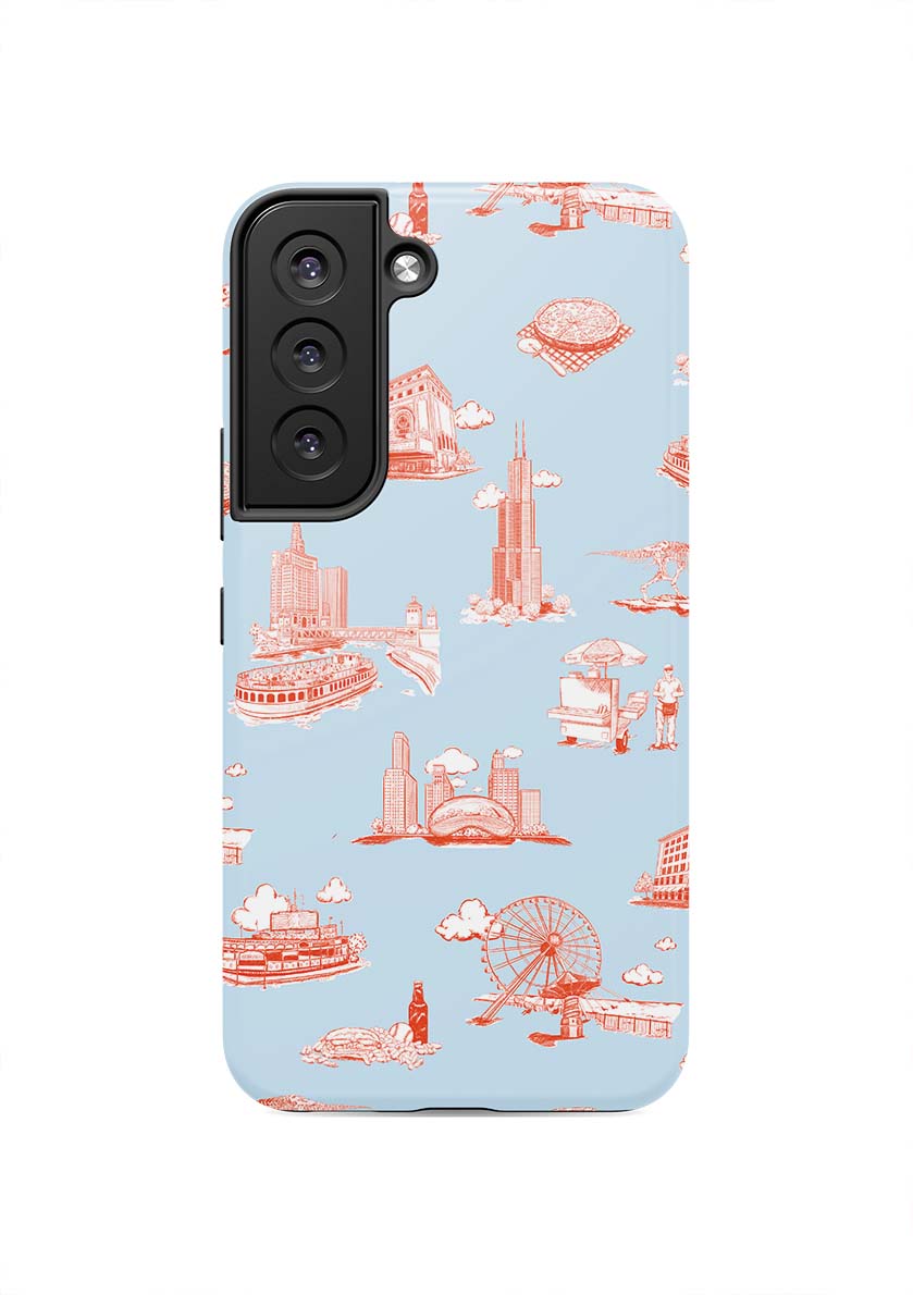 Chicago Toile Samsung Phone Case Phone Case Light Blue Red / Galaxy S22 / Tough Katie Kime