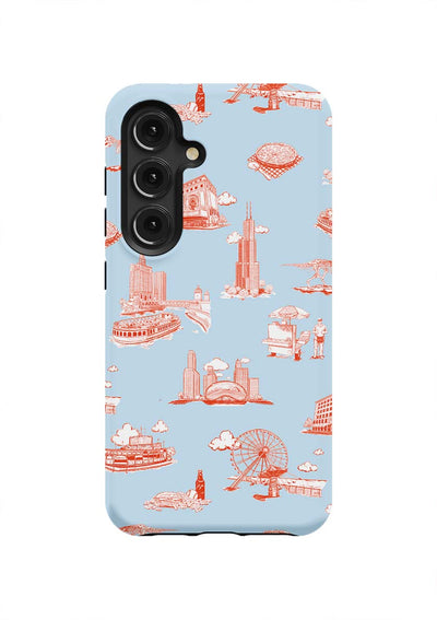 Chicago Toile Samsung Phone Case Phone Case Light Blue Red / Galaxy S24 / Tough Katie Kime