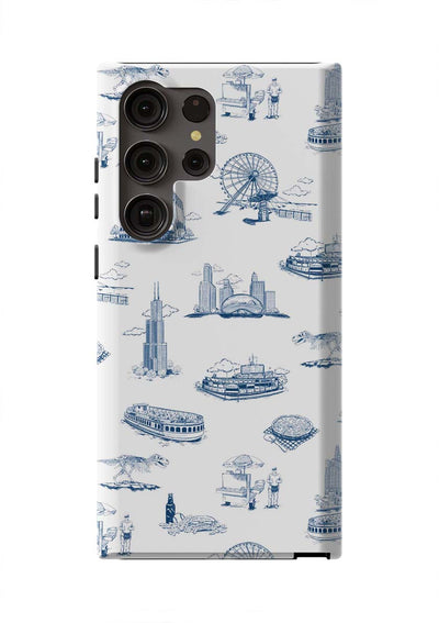 Chicago Toile Samsung Phone Case Phone Case Navy / Galaxy S23 Ultra / Tough Katie Kime