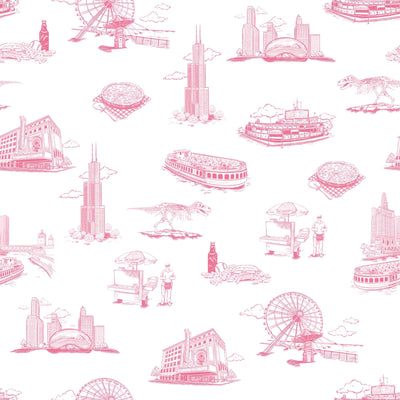Wallpaper Double Roll / Pink Chicago Toile Wallpaper Katie Kime