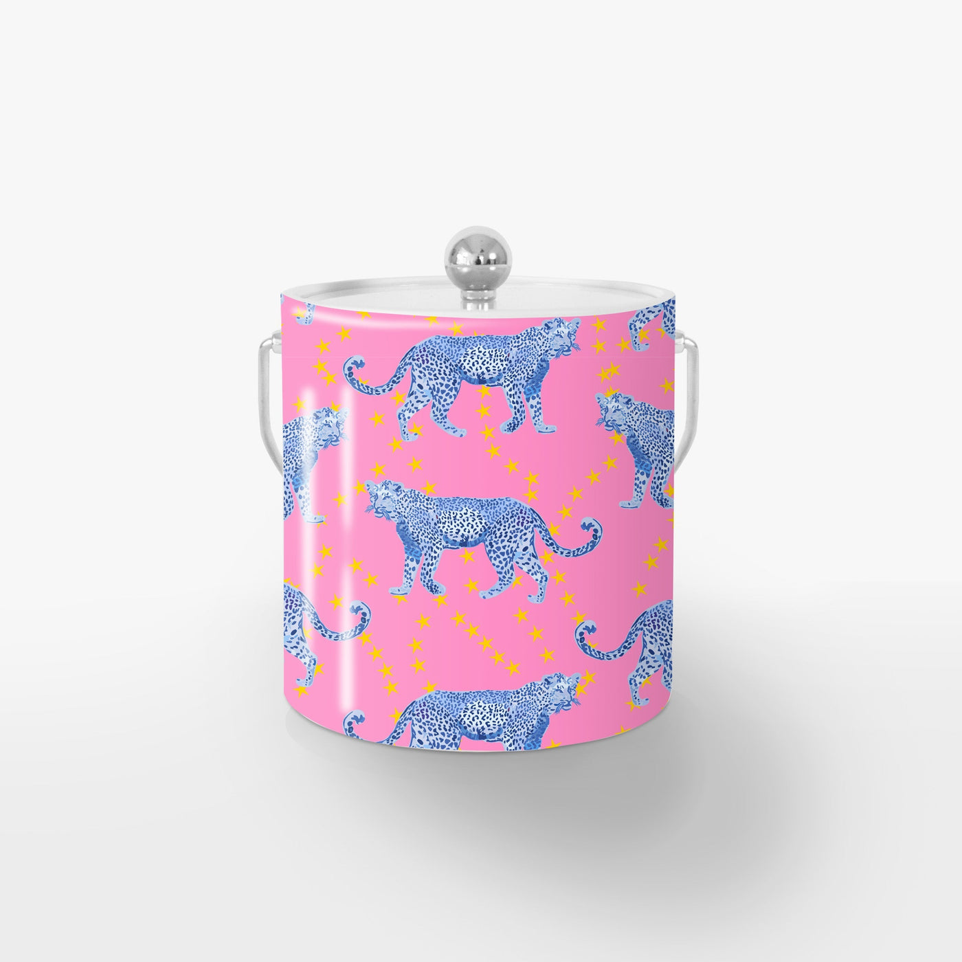 Cosmic Cheetah Ice Bucket Ice Bucket Pink / Silver Katie Kime