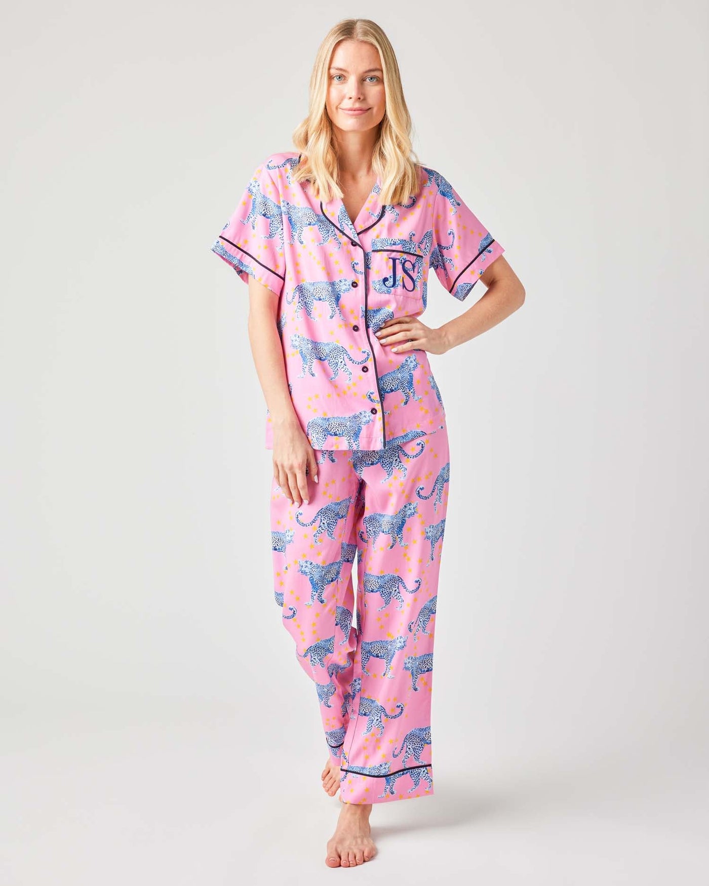 Pajama Set Cosmic Cheetah Pajama Pants Set Katie Kime