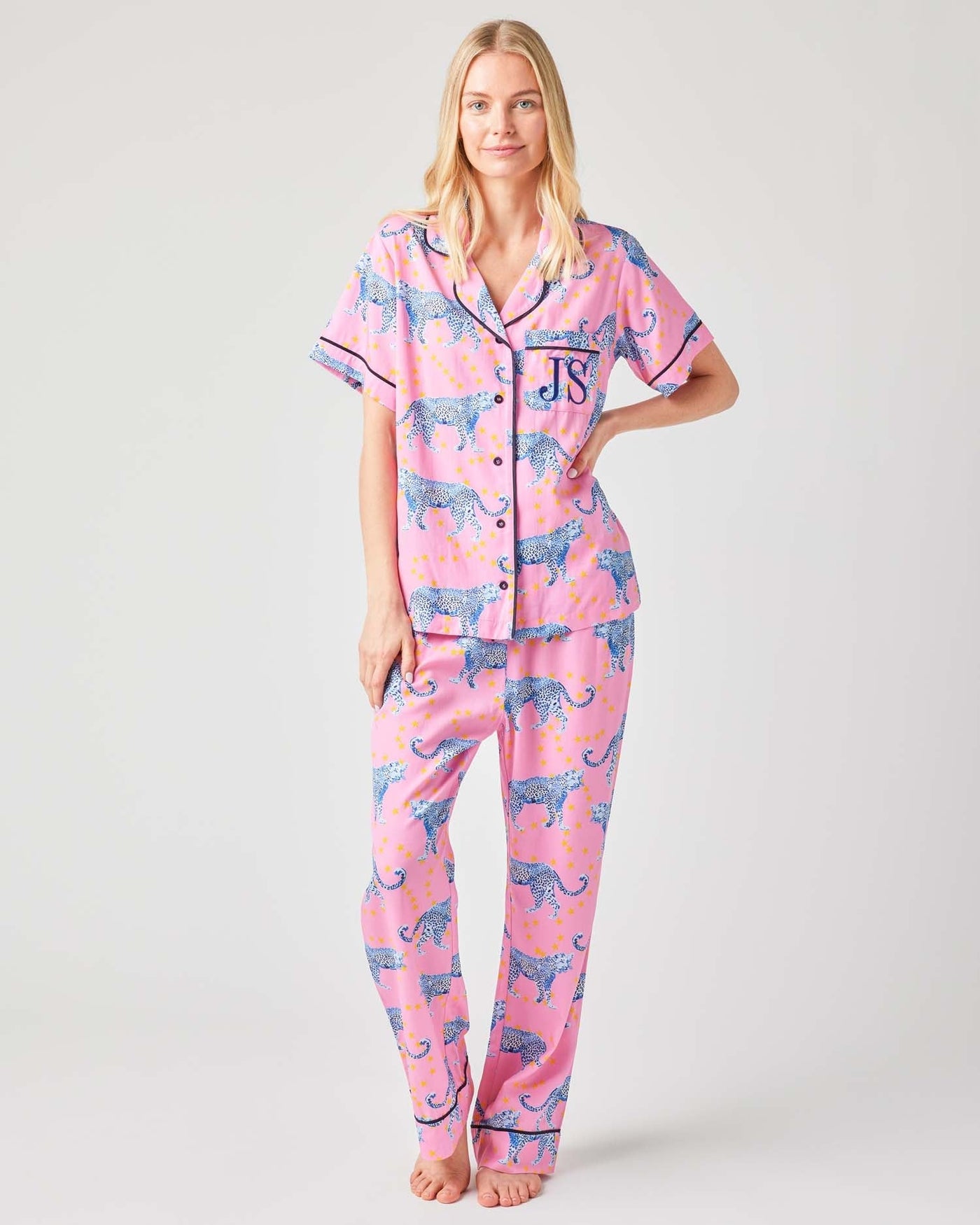Pajama Set Pink / XXS Cosmic Cheetah Pajama Pants Set Katie Kime
