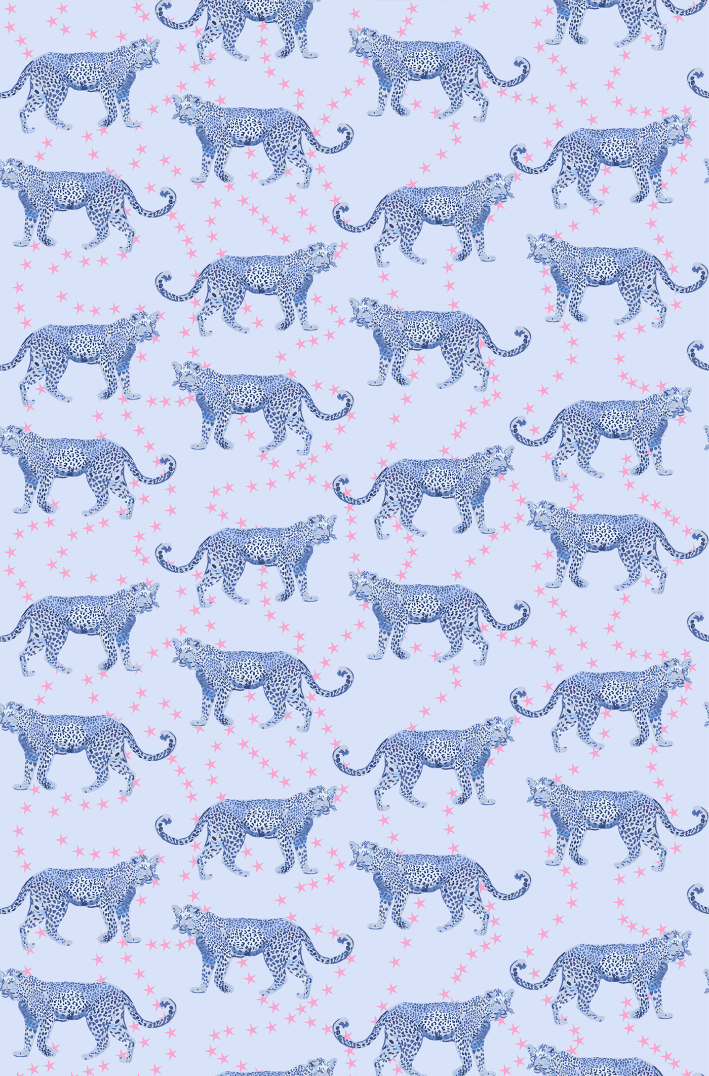 Cosmic Cheetah Peel & Stick Wallpaper Peel & Stick Wallpaper Light Blue / 24" x 144" Katie Kime