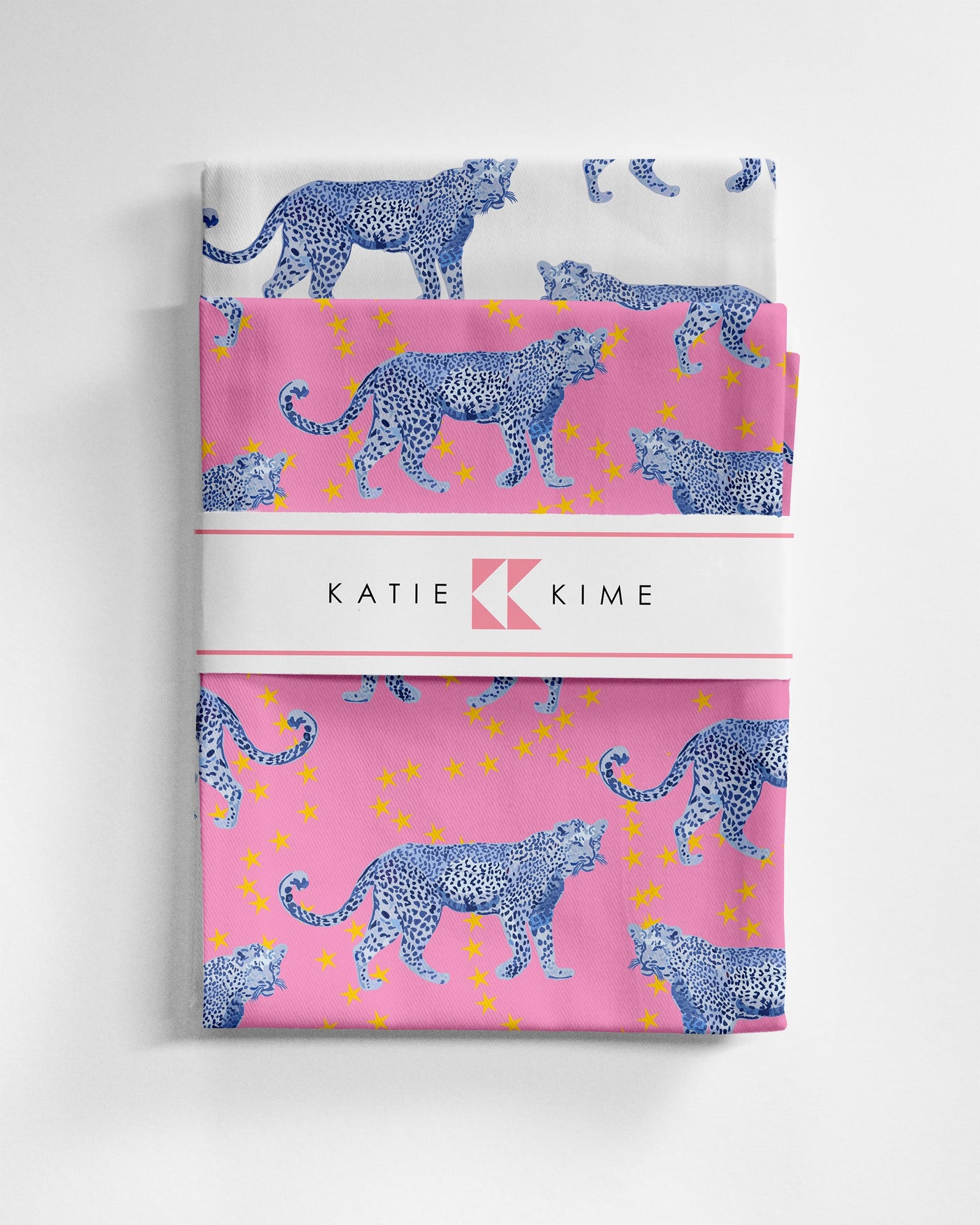 Cosmic Cheetah Tea Towel Set Tea Towel Pink Light Blue Katie Kime