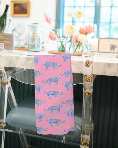 Tea Towel Pink Light Blue Cosmic Cheetah Tea Towel Set Katie Kime