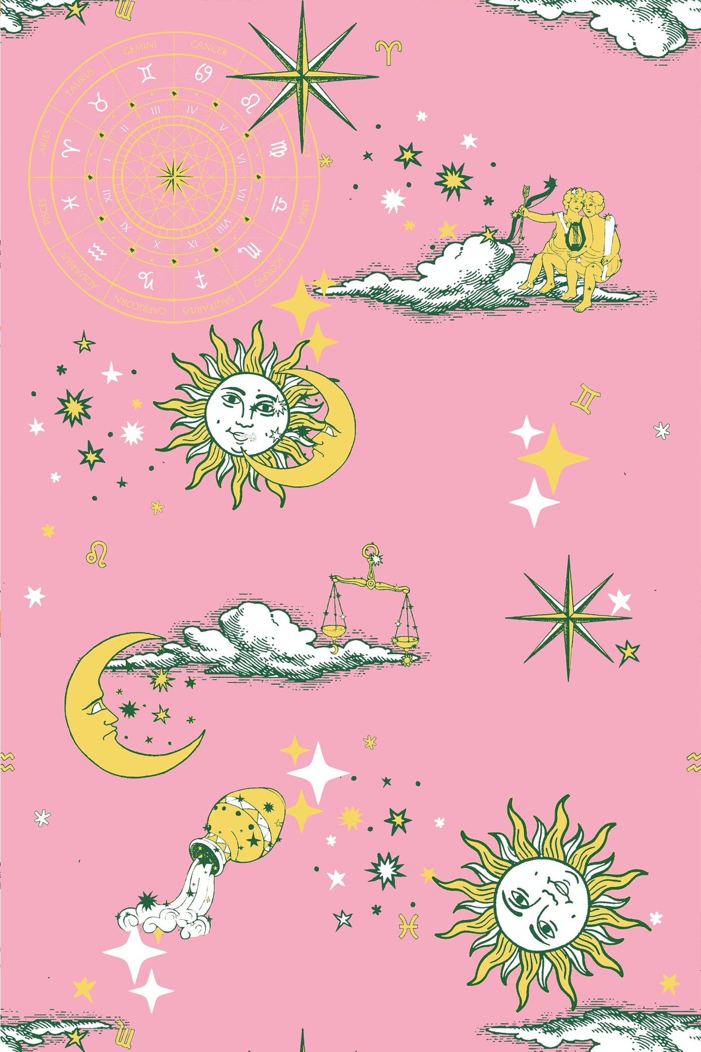 Cosmos Peel & Stick Wallpaper Peel & Stick Wallpaper Pink Yellow / 24" x 144" Katie Kime