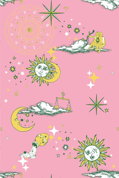 Cosmos Peel & Stick Wallpaper Peel & Stick Wallpaper Pink Yellow / 24" x 144" Katie Kime