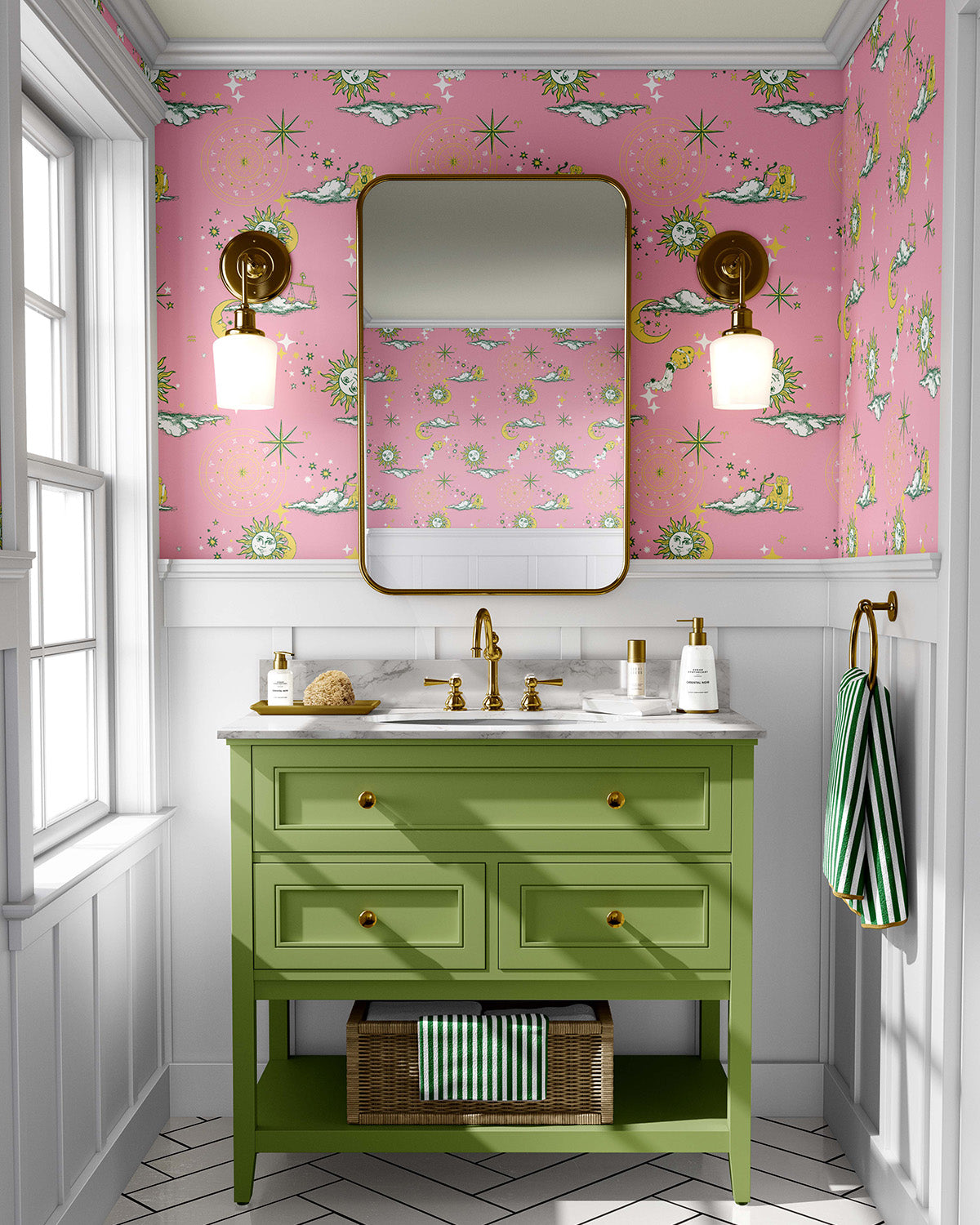Cosmos Peel & Stick Wallpaper Peel & Stick Wallpaper Pink Yellow / 4 Ft - Full Bleed Katie Kime