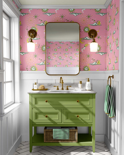 Cosmos Peel & Stick Wallpaper Peel & Stick Wallpaper Pink Yellow / Large Sample Katie Kime