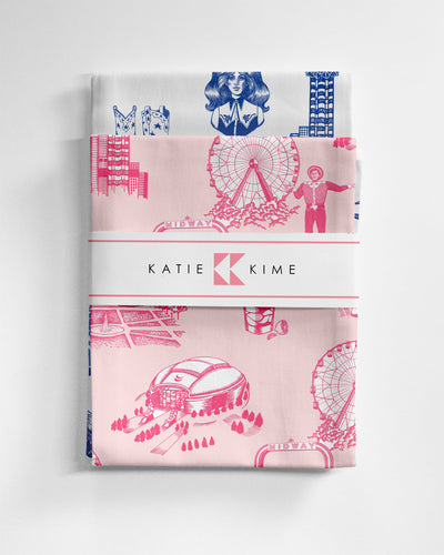 Dallas Tea Towel Set Tea Towel Blue Pink Katie Kime