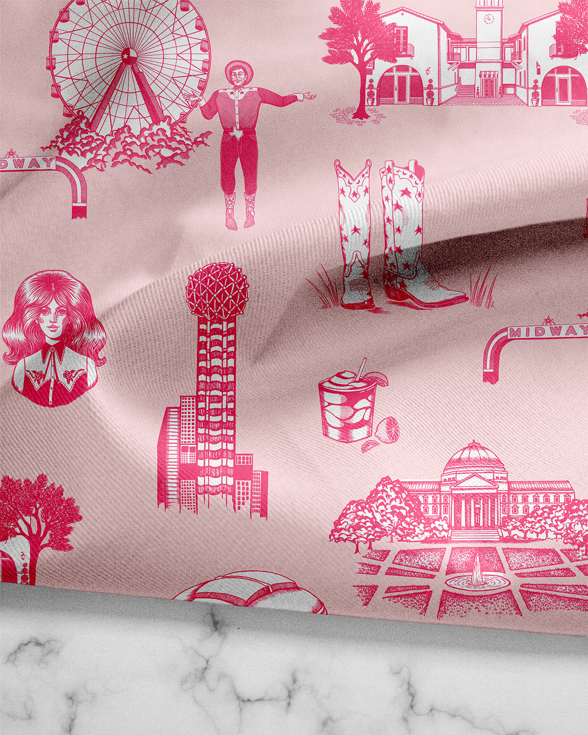 Dallas Tea Towel Set Tea Towel Blue Pink Katie Kime
