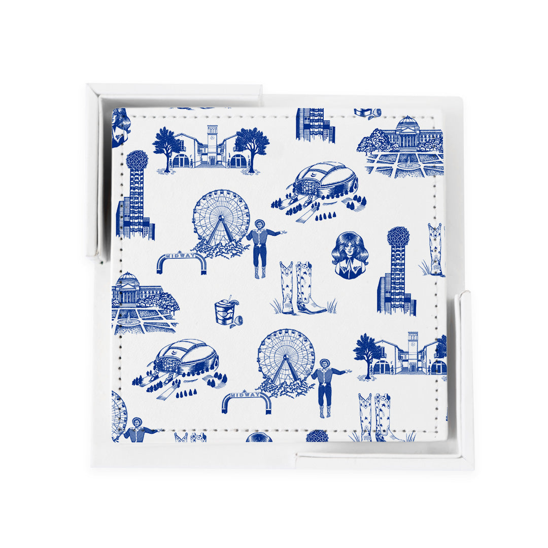 Dallas Toile Coaster Set Coaster Set Cowboy Blue Katie Kime