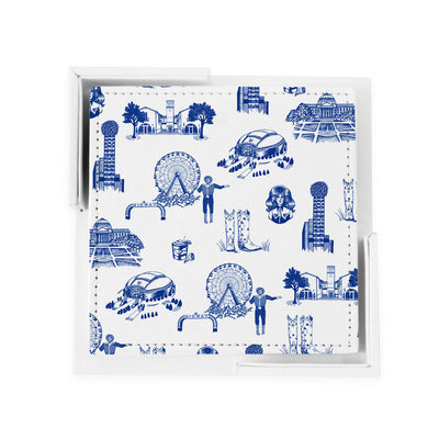 Dallas Toile Coaster Set Coaster Set Cowboy Blue Katie Kime