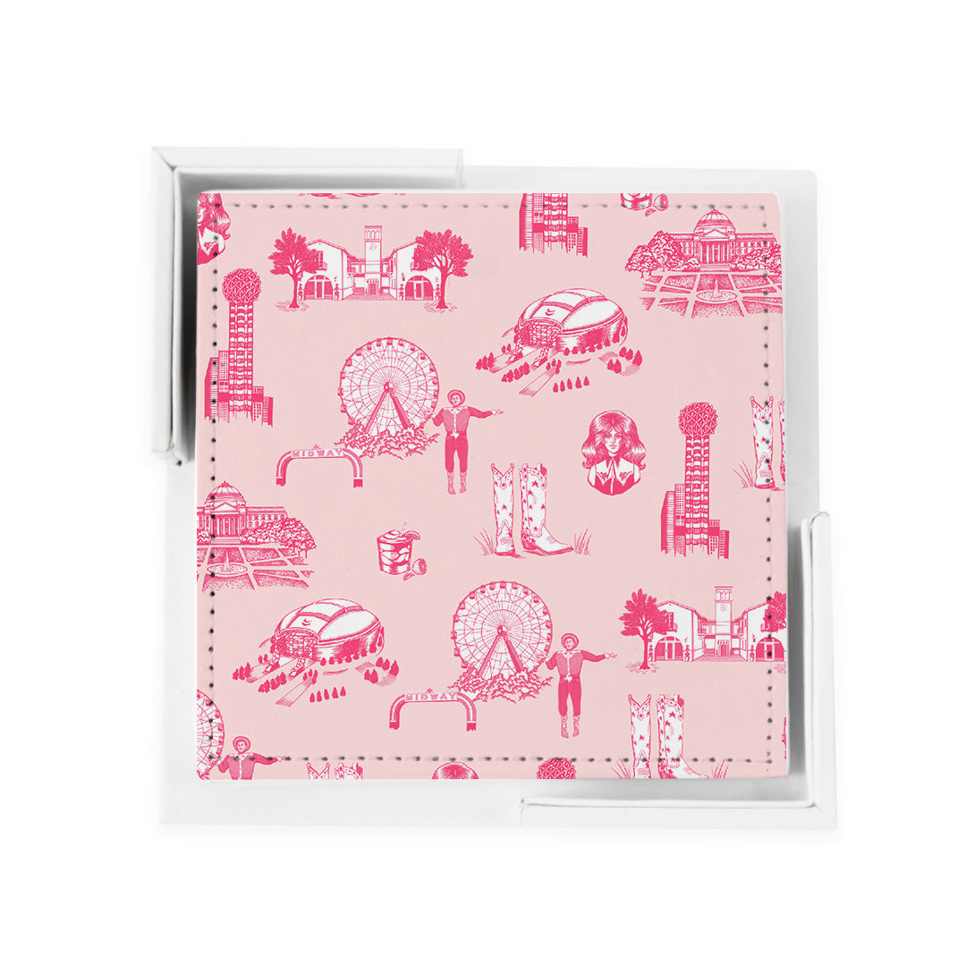 Dallas Toile Coaster Set Coaster Set Light Pink Pink Katie Kime