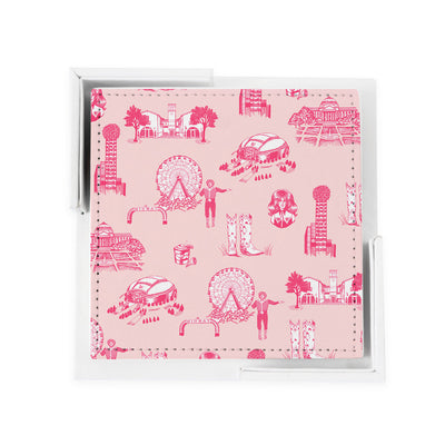 Dallas Toile Coaster Set Coaster Set Light Pink Pink Katie Kime