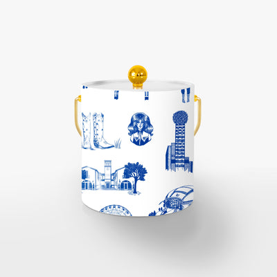 Dallas Toile Ice Bucket Ice Bucket Cowboy Blue / Gold Katie Kime