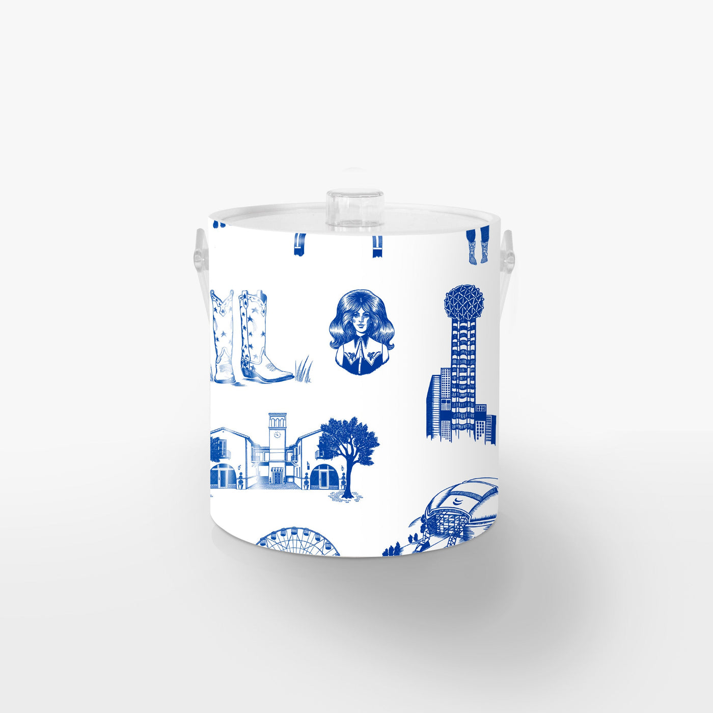 Dallas Toile Ice Bucket Ice Bucket Cowboy Blue / Lucite Katie Kime