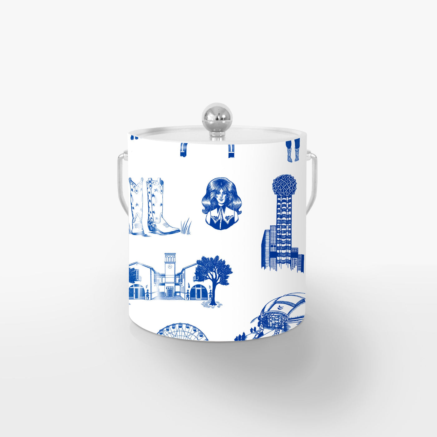 Dallas Toile Ice Bucket Ice Bucket Cowboy Blue / Silver Katie Kime