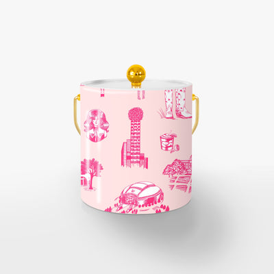 Dallas Toile Ice Bucket Ice Bucket Light Pink Pink / Gold Katie Kime