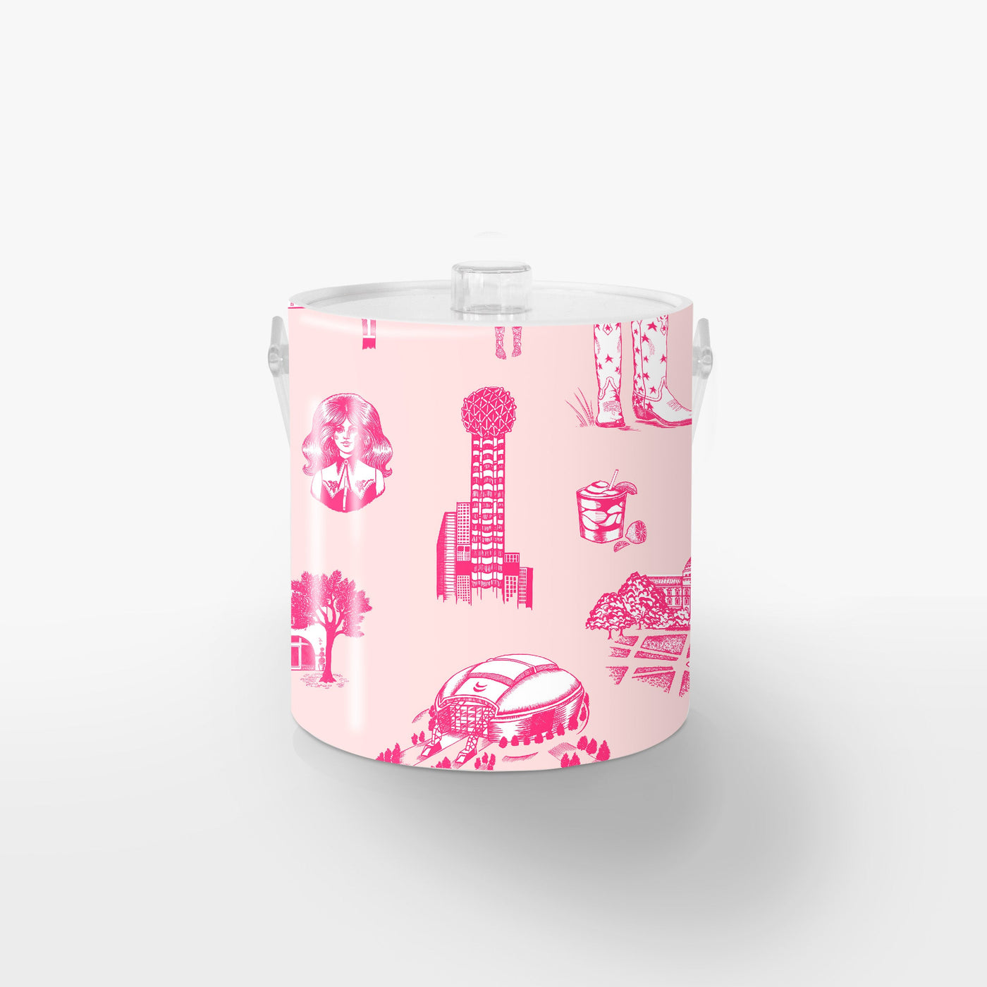 Dallas Toile Ice Bucket Ice Bucket Light Pink Pink / Lucite Katie Kime