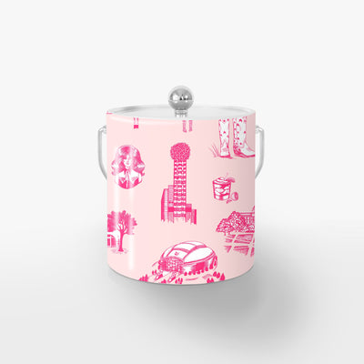 Dallas Toile Ice Bucket Ice Bucket Light Pink Pink / Silver Katie Kime