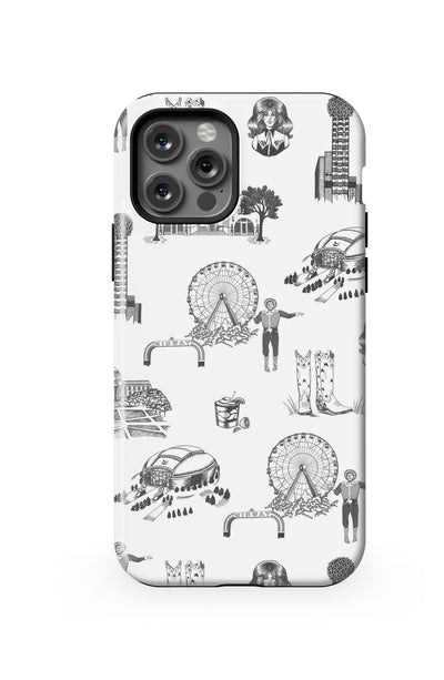 Dallas Toile iPhone Case Phone Case Black / iPhone 12 Pro / Tough Katie Kime