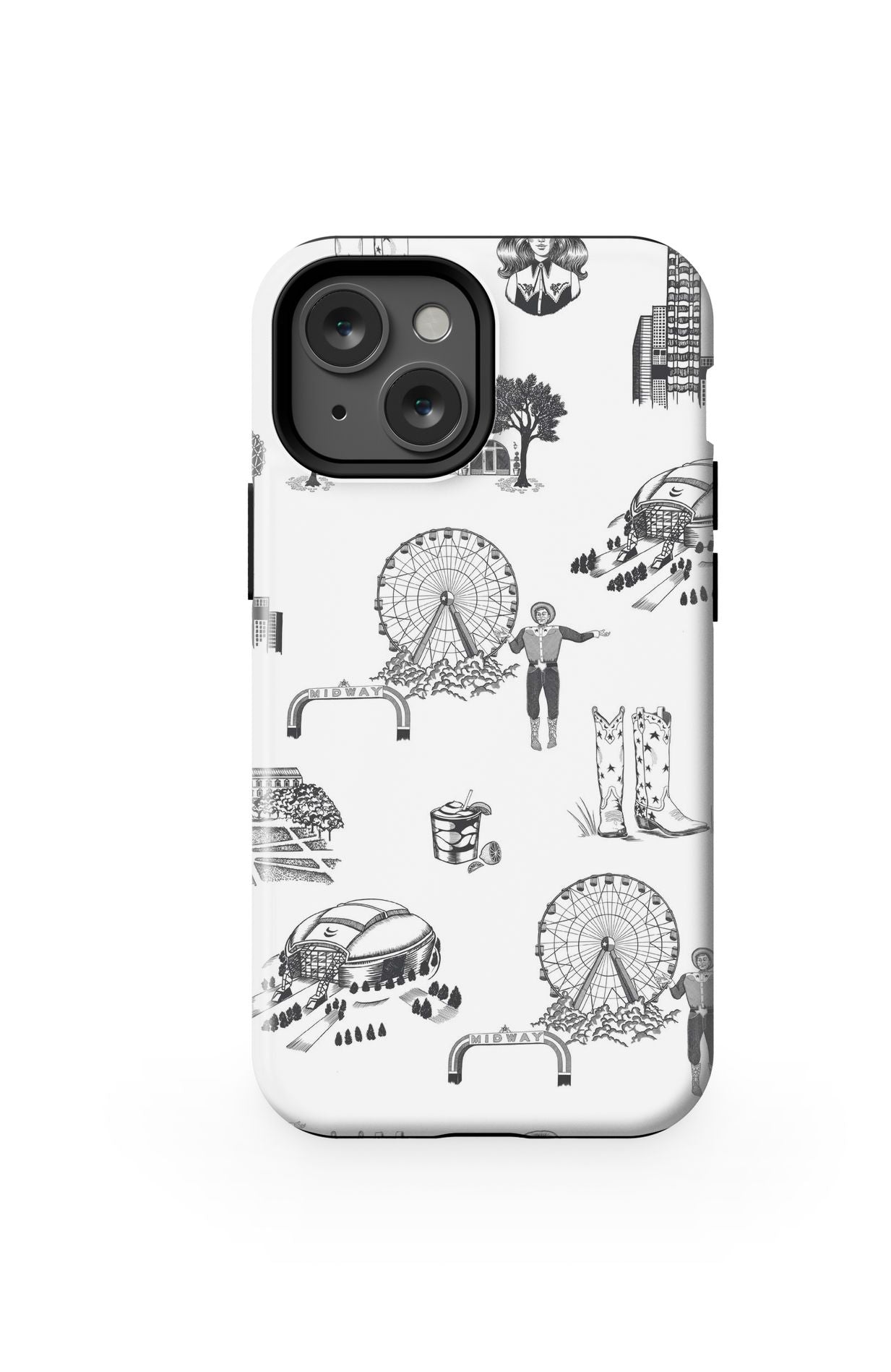 Dallas Toile iPhone Case Phone Case Black / iPhone 13 Mini / Tough Katie Kime