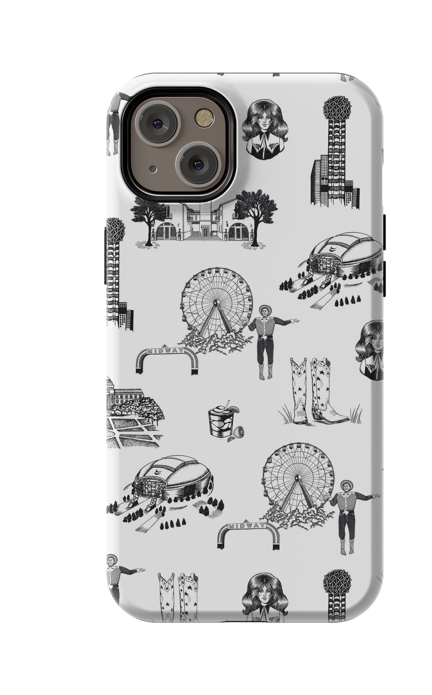 Dallas Toile iPhone Case Phone Case Black / iPhone 14 Plus / MagSafe Tough Katie Kime