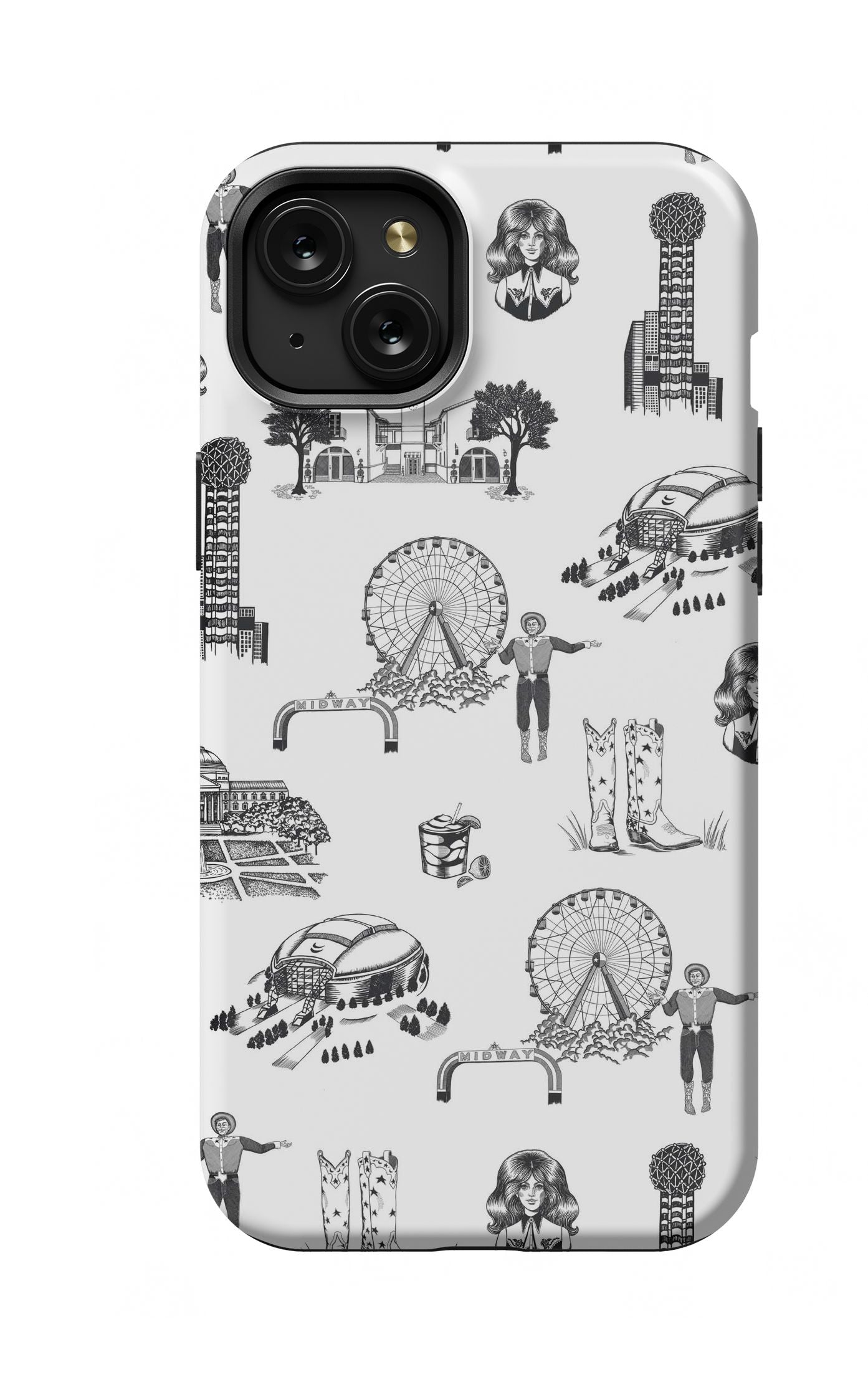 Dallas Toile iPhone Case Phone Case Black / iPhone 15 Plus / MagSafe Tough Katie Kime