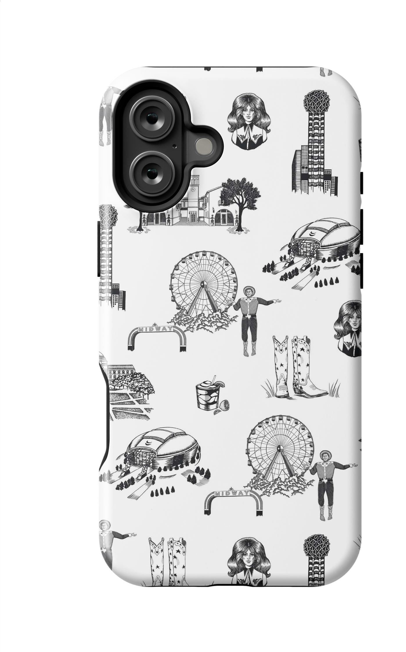 Dallas Toile iPhone Case Phone Case Black / iPhone 16 Plus / MagSafe Tough Katie Kime