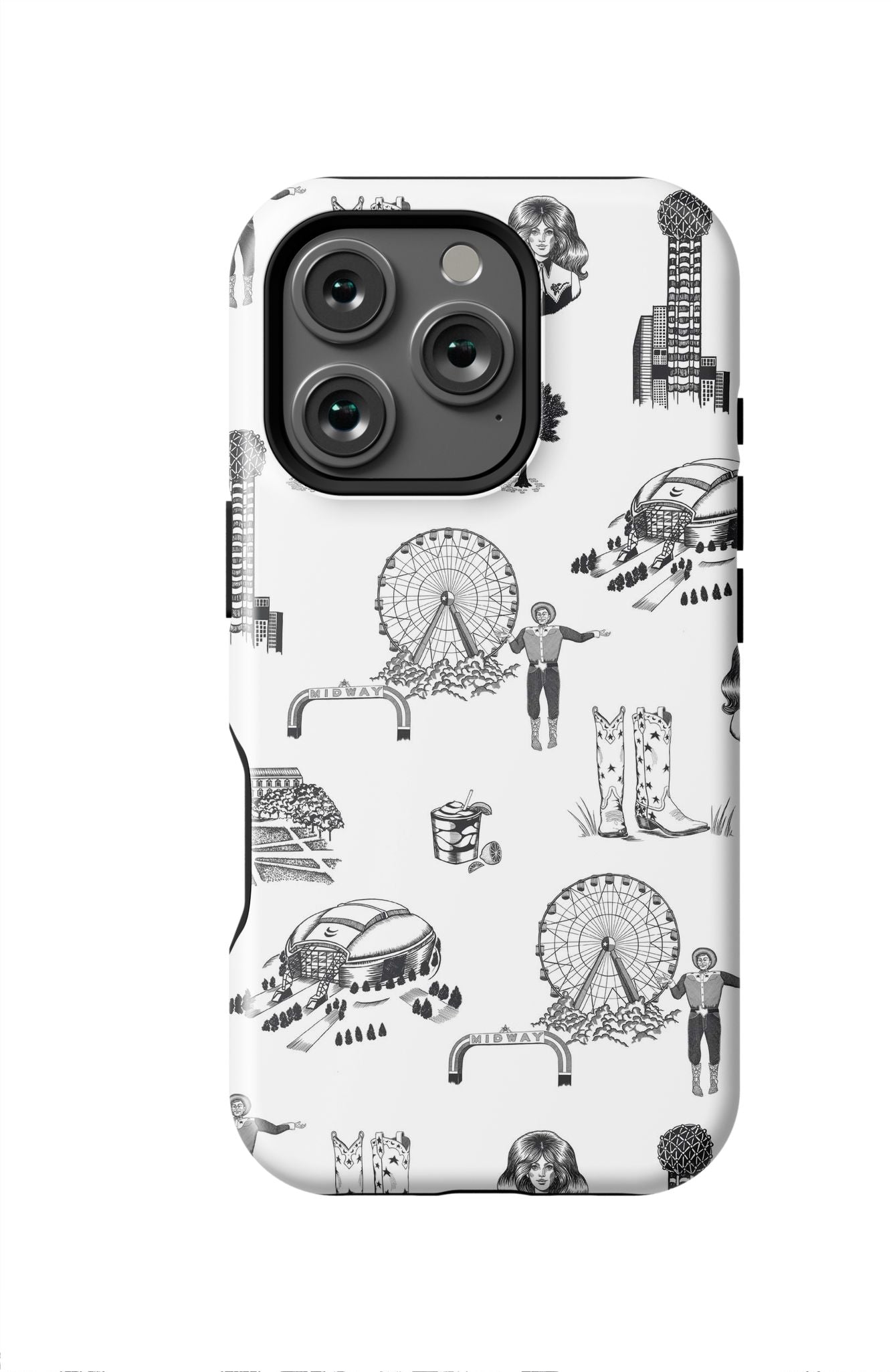 Dallas Toile iPhone Case Phone Case Black / iPhone 16 Pro / MagSafe Tough Katie Kime