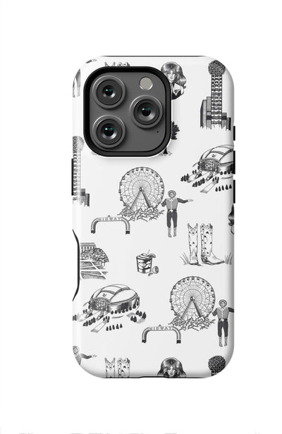 Dallas Toile iPhone Case Phone Case Black / iPhone 16 Pro / MagSafe Tough Katie Kime