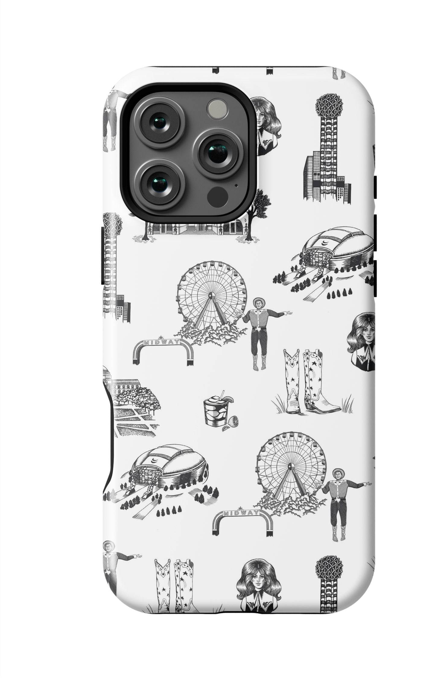 Dallas Toile iPhone Case Phone Case Black / iPhone 16 Pro Max / MagSafe Tough Katie Kime