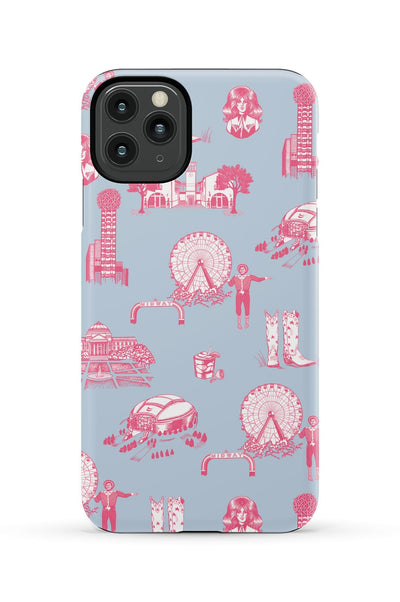 Dallas Toile iPhone Case Phone Case Blue Pink / iPhone 11 Pro Max / Tough Katie Kime