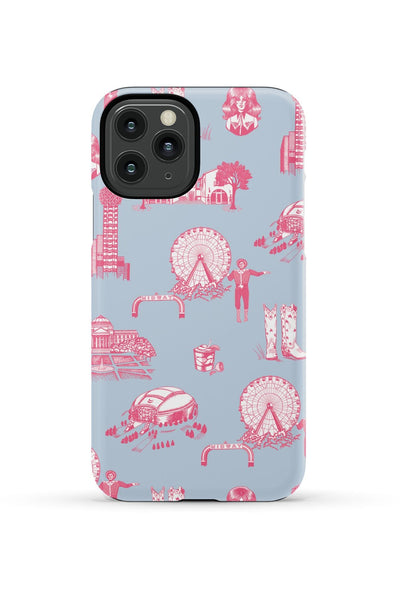 Dallas Toile iPhone Case Phone Case Blue Pink / iPhone 11 Pro / Tough Katie Kime