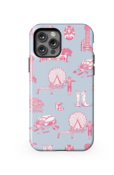 Dallas Toile iPhone Case Phone Case Blue Pink / iPhone 12 Pro / MagSafe Tough Katie Kime