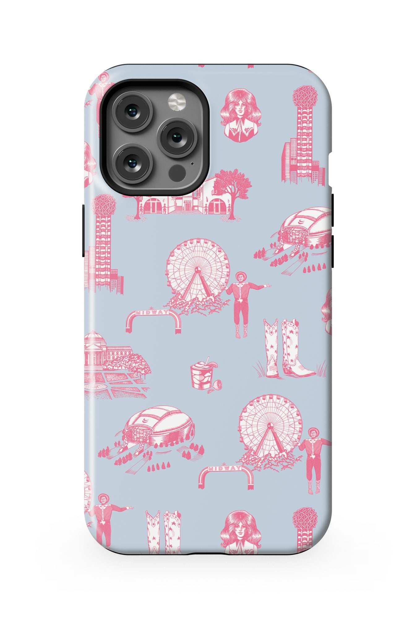 Dallas Toile iPhone Case Phone Case Blue Pink / iPhone 12 Pro Max / MagSafe Tough Katie Kime