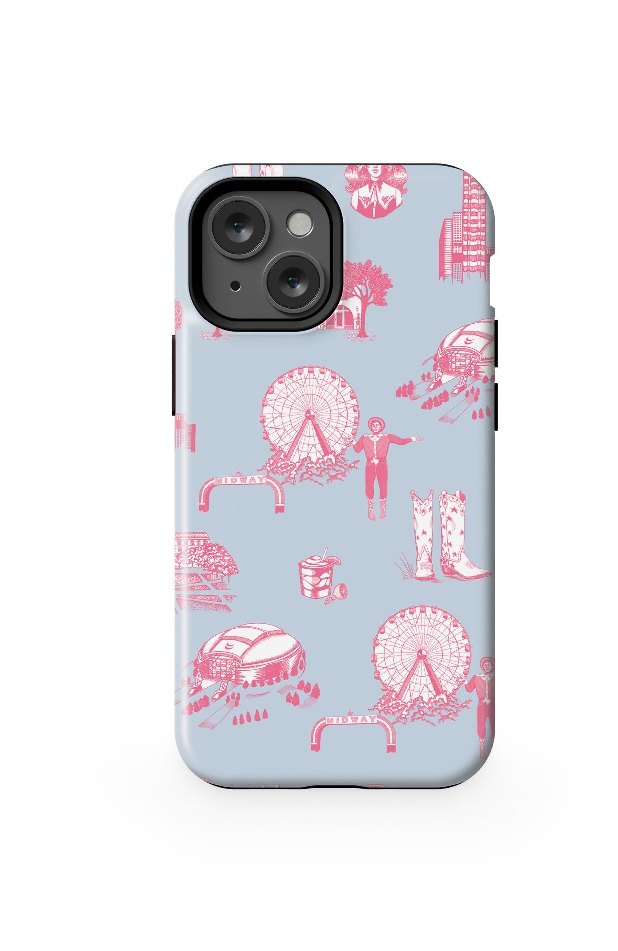 Dallas Toile iPhone Case Phone Case Blue Pink / iPhone 13 Mini / MagSafe Tough Katie Kime