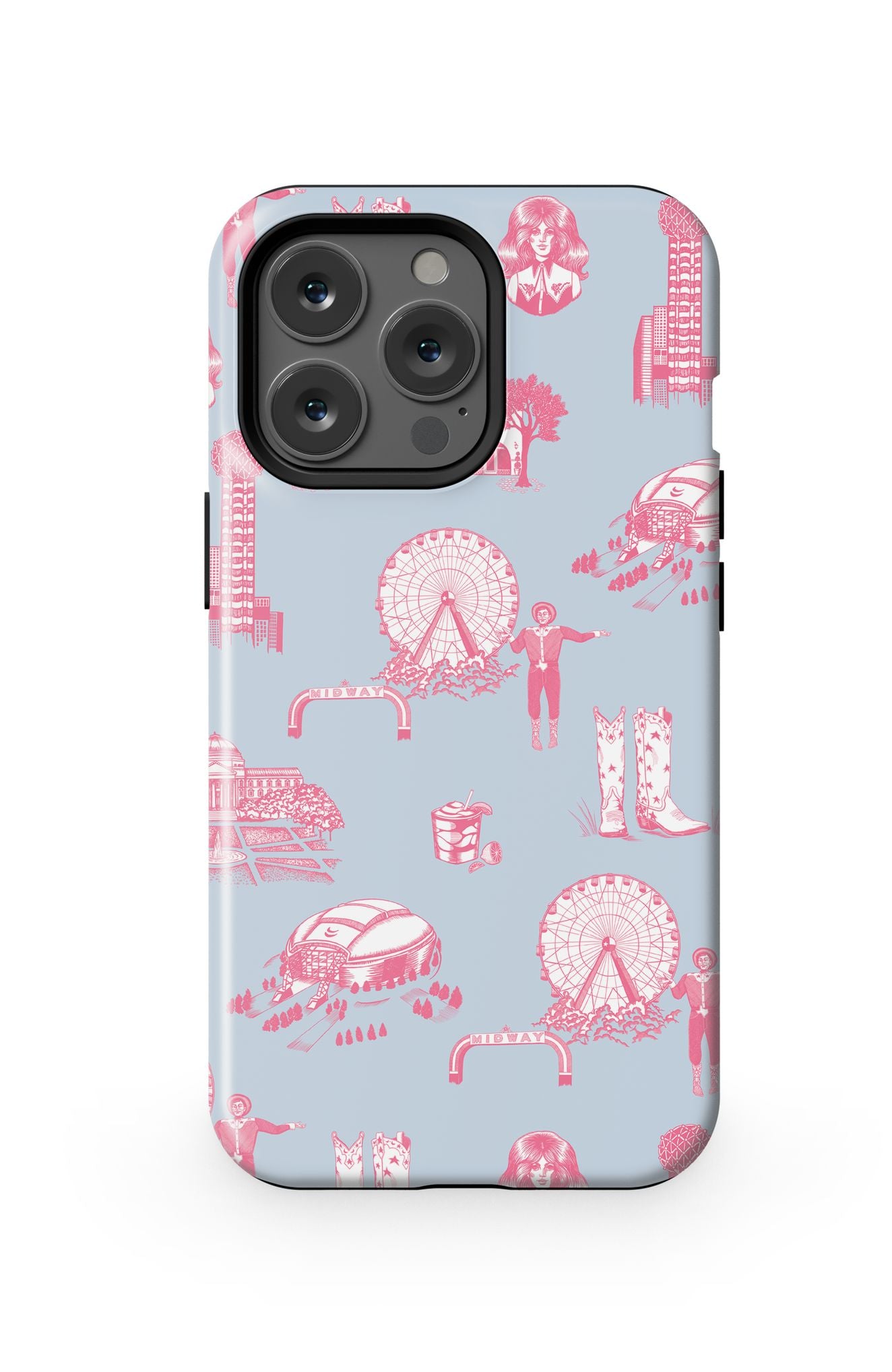 Dallas Toile iPhone Case Phone Case Blue Pink / iPhone 13 Pro / MagSafe Tough Katie Kime