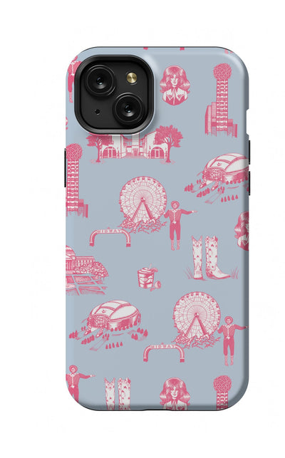 Dallas Toile iPhone Case Phone Case Blue Pink / iPhone 15 Plus / MagSafe Tough Katie Kime