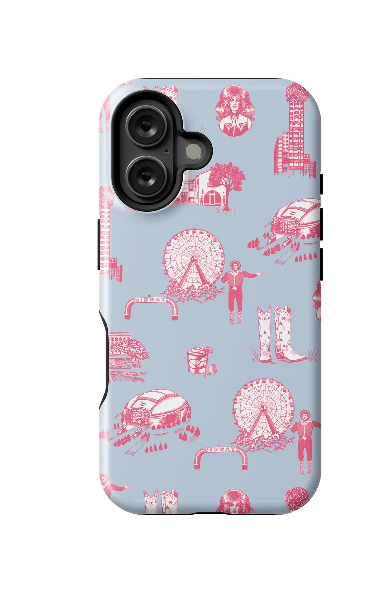 Dallas Toile iPhone Case Phone Case Blue Pink / iPhone 16 / MagSafe Tough Katie Kime