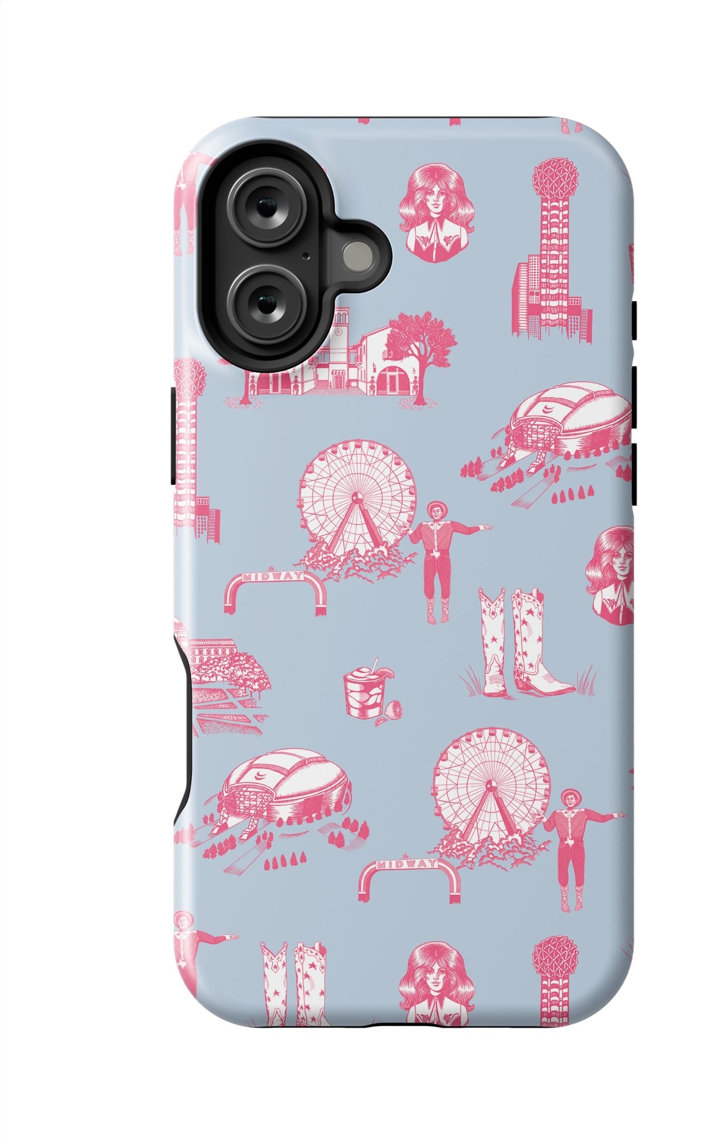 Dallas Toile iPhone Case Phone Case Blue Pink / iPhone 16 Plus / MagSafe Tough Katie Kime